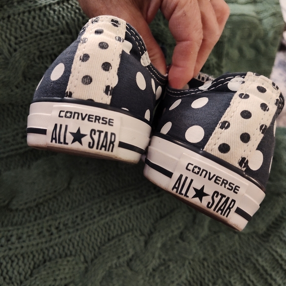 Converse All Star Low Top Polka Dot White Blue, Juniors 5 Or Winter Women's 7 - Picture 5 of 9